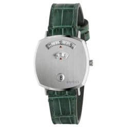 Gucci Ure*Stålur, 3 Vinduer, Alligatorrem Grøn