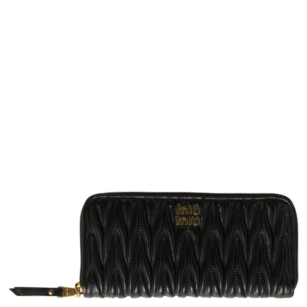Miu Miu Punge & Kortholder*Stor Matelassé Nappa Læderpung Sort