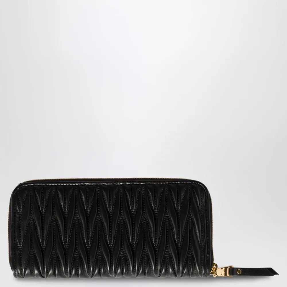 Miu Miu Punge & Kortholder*Stor Matelassé Nappa Læderpung Sort