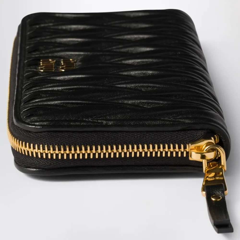 Miu Miu Punge & Kortholder*Stor Matelassé Nappa Læderpung Sort