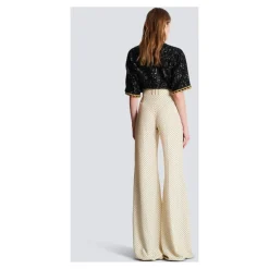 Balmain Bukser*Stort silketørklæde med tryk Beige