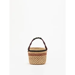 PLAN C Skuldertasker*Straw Bucket Bag Multifarvet