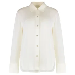 Vince Bluser & Skjorter*Stretch-Silke Bluse med Knapper Hvid