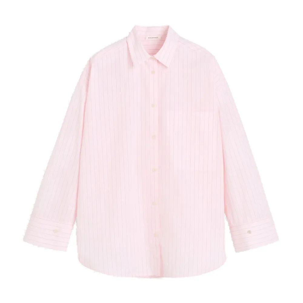 By Malene Birger Bluser & Skjorter*Stribet Bomuldsskjorte Kridtrosa Pink