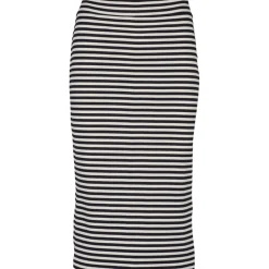 Basic Apparel Nederdele*Stribet Rib Nederdel - Whisper White / Black Sort