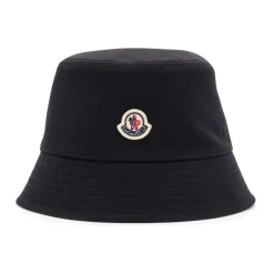 Moncler Huer & Kasketter*Strikket Bucket Hat med Logo Patch Sort