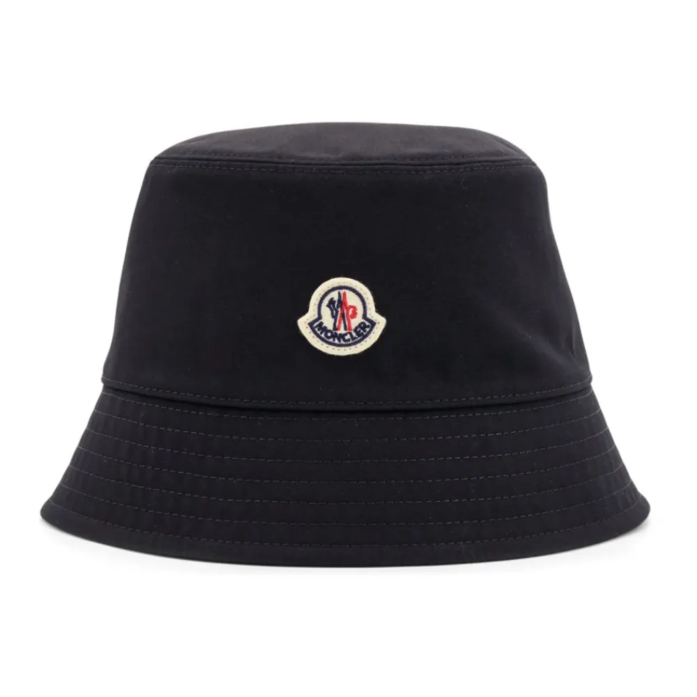 Moncler Huer & Kasketter*Strikket Bucket Hat med Logo Patch Sort