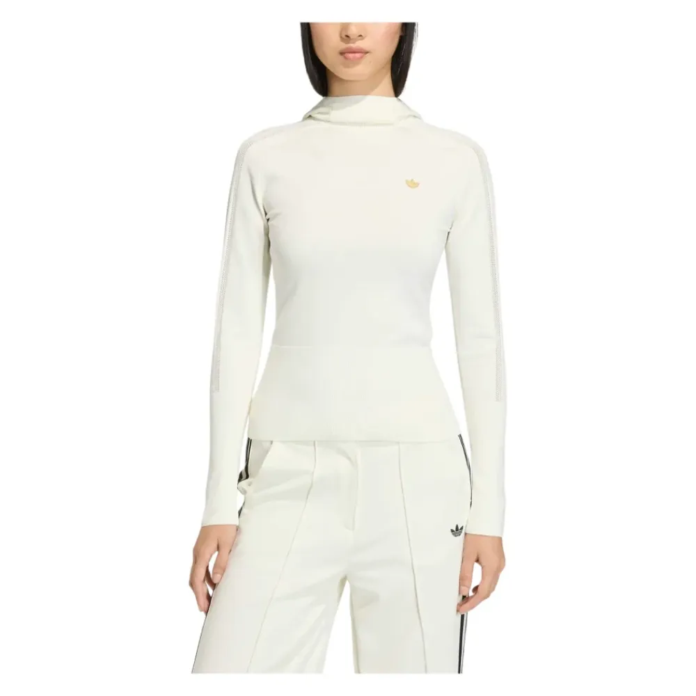 Adidas Striktrøjer & Sweatere*Strikket Hættetrøje med Lange Ærmer Hvid