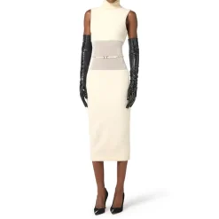 Elisabetta Franchi Kjoler*Strikket kjole med bælte Beige