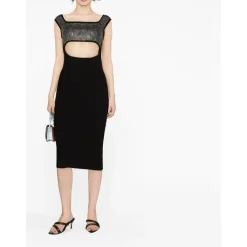 Giuseppe Di Morabito Kjoler*Strikket midi-kjole med pynt i form af nitter Sort