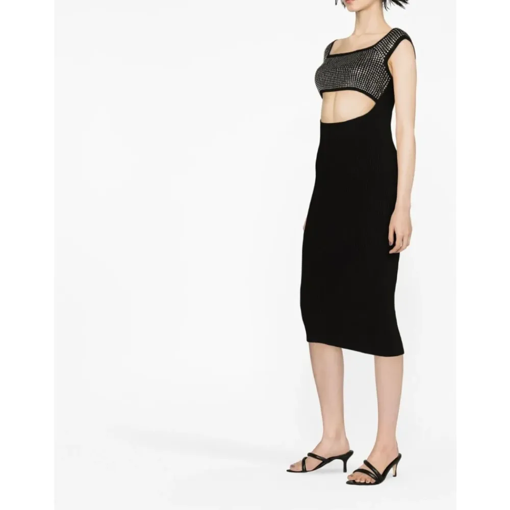 Giuseppe Di Morabito Kjoler*Strikket midi-kjole med pynt i form af nitter Sort