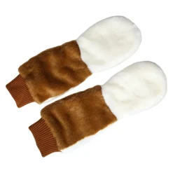 Dolce & Gabbana Handsker*Strikket Pels Handsker Hvid Brun