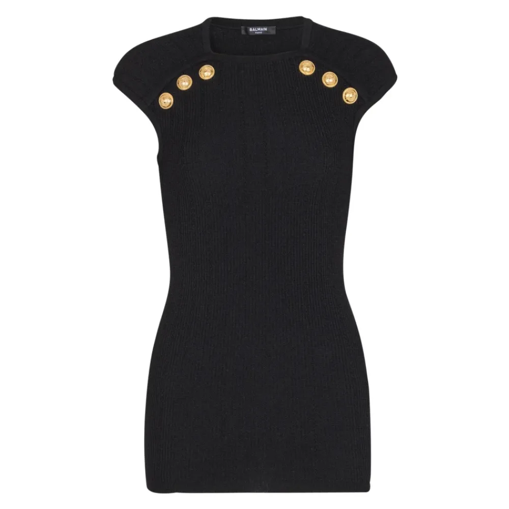 Balmain Striktrøjer & Sweatere*Striktrøje med 6 knapper Sort