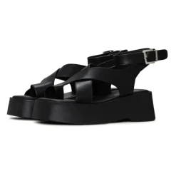 Cesare Gaspari Sandaler*Suede Cross-Strap Sandals - Black Sort