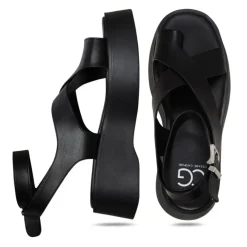 Cesare Gaspari Sandaler*Suede Cross-Strap Sandals - Black Sort