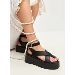 Cesare Gaspari Sandaler*Suede Cross-Strap Sandals - Black Sort