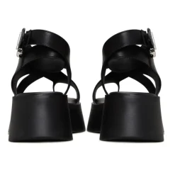 Cesare Gaspari Sandaler*Suede Cross-Strap Sandals - Black Sort