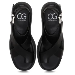 Cesare Gaspari Sandaler*Suede Cross-Strap Sandals - Black Sort