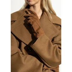 Moschino Handsker*Suede handsker med broderet logo Brun