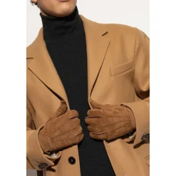 Moschino Handsker*Suede handsker med broderet logo Brun