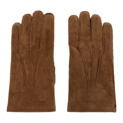 Moschino Handsker*Suede handsker med broderet logo Brun