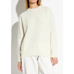 Moncler Sweatshirts*Sweater med broderet logo Beige