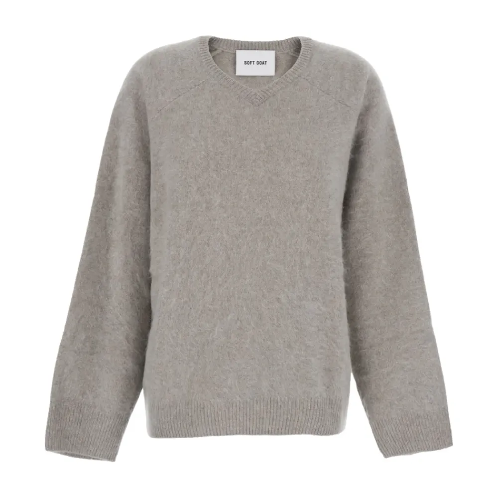Soft Goat Striktrøjer & Sweatere*Sweater med rund hals og børstet effekt i cashmere Grå