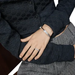 Gucci Smykker*Tag armbånd i sterlingsølv og læder med logo Grå