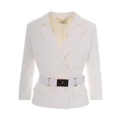 Elisabetta Franchi Jakker*Teknisk Bi-Elastisk Stofjakke Hvid
