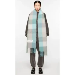 Acne Studios Tørklæder*Ternet halstørklæde med broderet logo Multifarvet