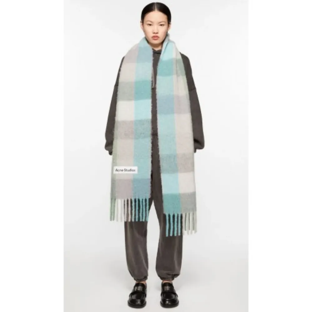 Acne Studios Tørklæder*Ternet halstørklæde med broderet logo Multifarvet