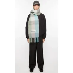 Acne Studios Tørklæder*Ternet halstørklæde med broderet logo Multifarvet