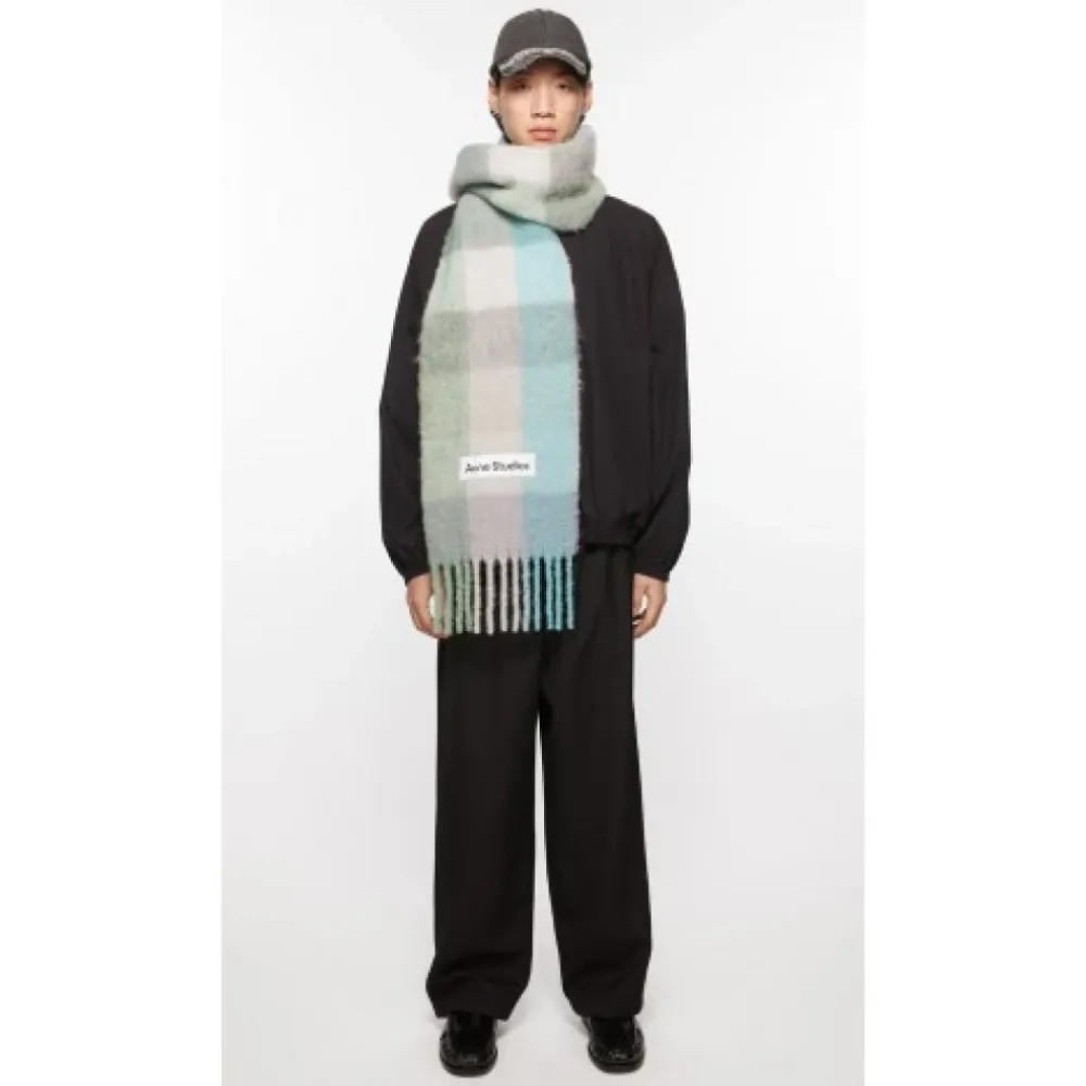 Acne Studios Tørklæder*Ternet halstørklæde med broderet logo Multifarvet