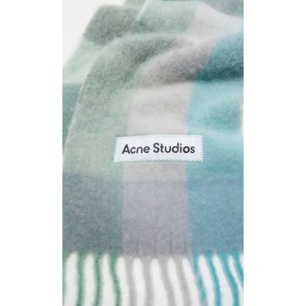 Acne Studios Tørklæder*Ternet halstørklæde med broderet logo Multifarvet