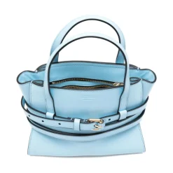 Moschino Bæltetasker*Tie Me Lille Læderhåndtaske Blå