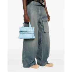 Moschino Bæltetasker*Tie Me Lille Læderhåndtaske Blå