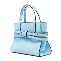 Moschino Bæltetasker*Tie Me Lille Læderhåndtaske Blå