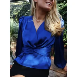 Liberté Bluser & Skjorter*Tiki LS Twist Blouse Blå