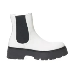 Alexander McQueen Chelsea Boots*To-farvet Chelsea støvler børstet læder Hvid