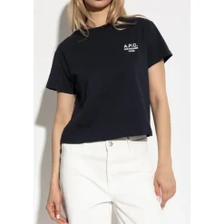 A.P.C. T-Shirts*T-shirt med broderet logo Sort