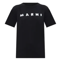 Marni T-Shirts*T-shirt med logo Sort