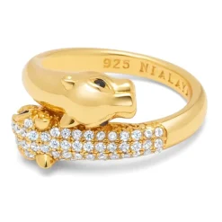 Nialaya Smykker*Twisted Panther Ring Gul
