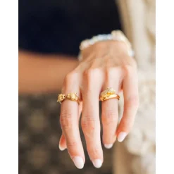 Nialaya Smykker*Twisted Panther Ring Gul