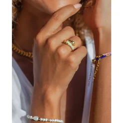 Nialaya Smykker*Twisted Panther Ring Gul