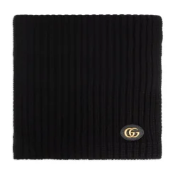 Gucci Tørklæder*Uld Cashmere Tørklæde med Dobbelt G Sort