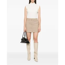 Sportmax Nederdele*Uld Mini Nederdel Lige Pasform Beige