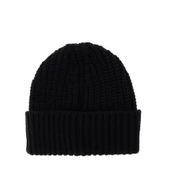 Moncler Huer & Kasketter*Uldhue med logo lap Sort