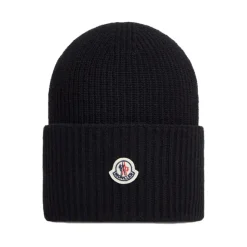 Moncler Huer & Kasketter*Uldhue med Logodetalje Sort