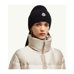 Moncler Huer & Kasketter*Uldhue med Logodetalje Sort