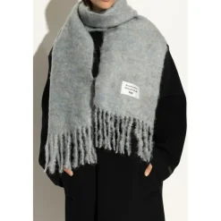 Acne Studios Tørklæder*Uldtørklæde med logo Blå